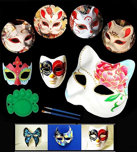 Miniatura 3 de Qavctw DIY White Masks Paper Cosplay Christmas Party Mask Unpainted Plain Craft Masquerade Masks
