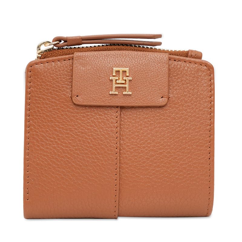 tommy hilfiger Women's Leather Bi-Fold Zip Around Small Wallet Israel - Tan | Compact, Grainy Milled Texture| Bi-Fold Wallet | Ideal for Gifting | Stylish Purse for Men-picture-42