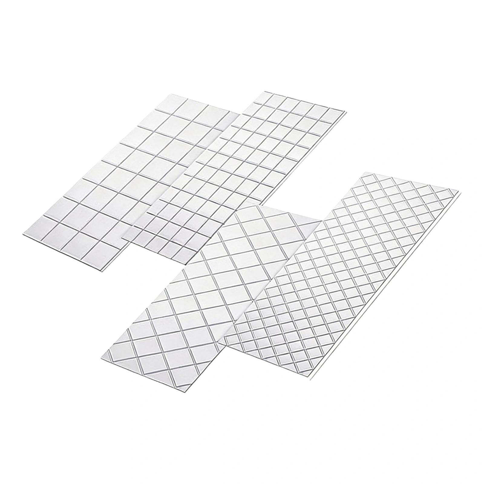 Fondant Impression Mats, Embossing Rectangular Silicone Molds Transparent Quilted Grid Moulds Tools for Cake Decorating/Cookie/Chocolate(4Pcs)