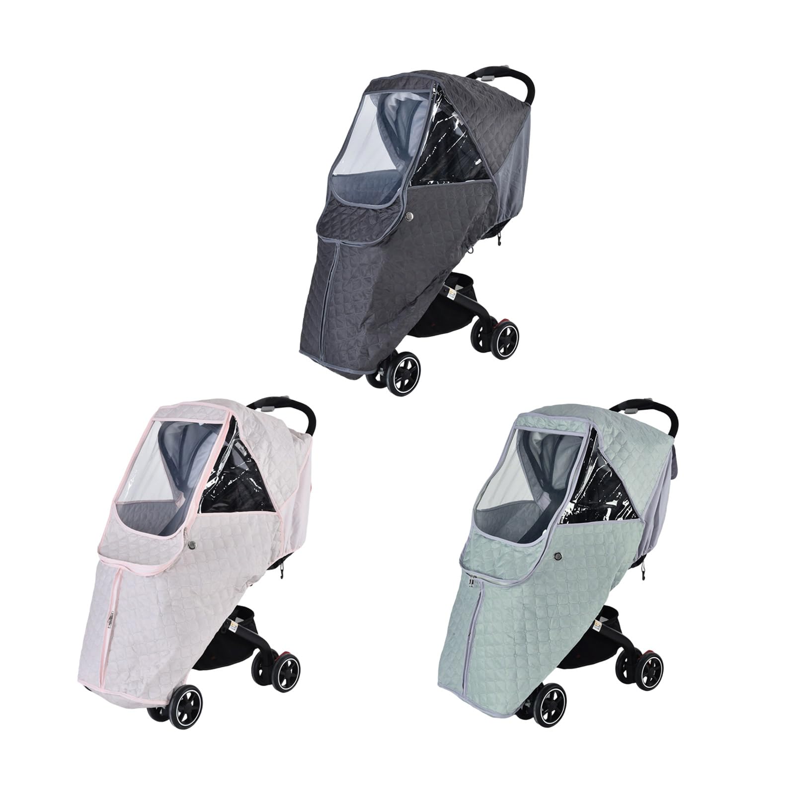 Housse d'hiver respirante avec fenêtre transparente, coupe-vent en polyester pour temps froid et utilisation en extérieur, poussettes transparentes, protection contre les intempéries, housse de pluie