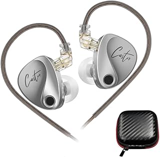 Fone de ouvido Castor - Tuning ajustável, driver duplo, HiFi intra-auricular, monitor, com cancelamento de ruído, com cabo removível (Prata com case)