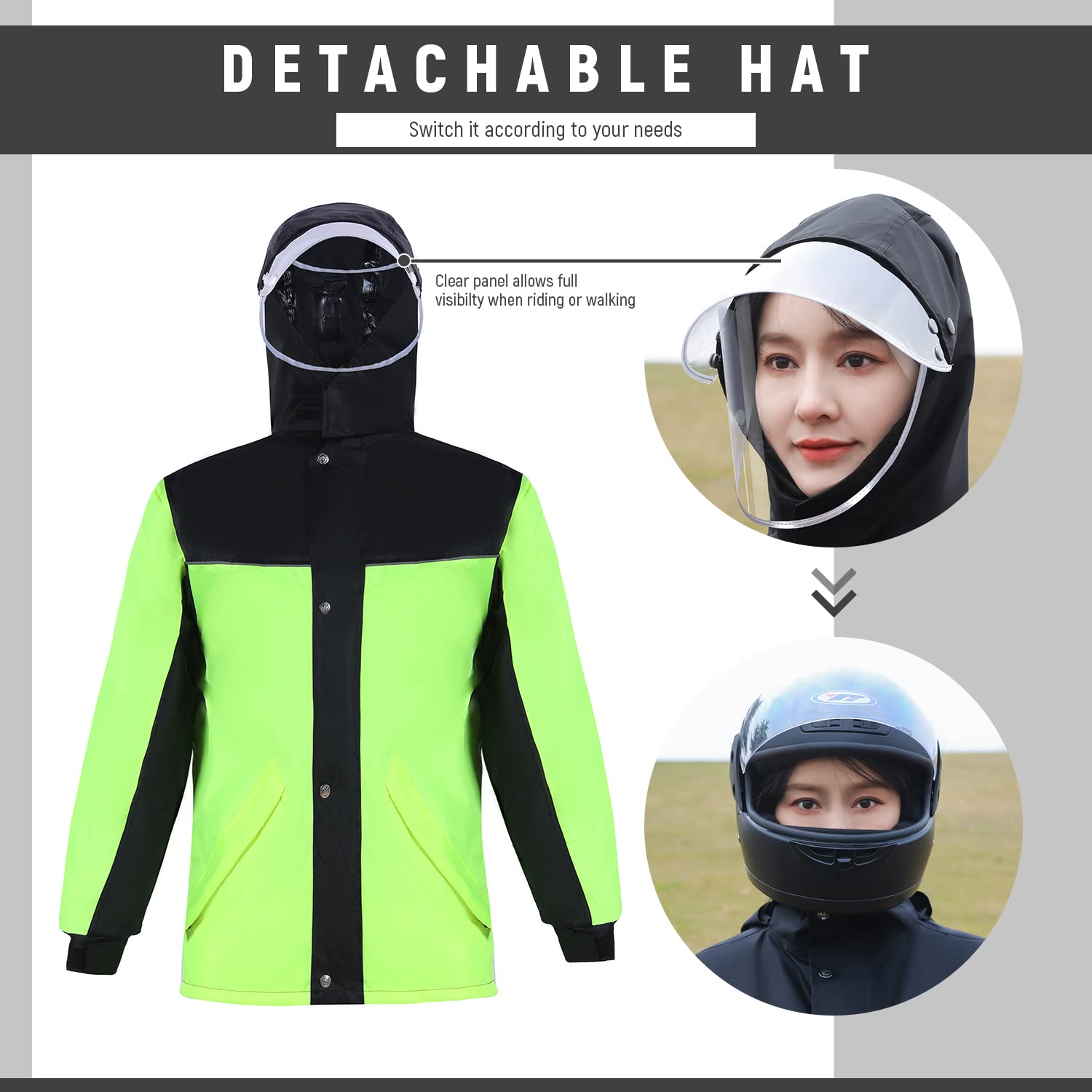 Hombres Impermeable Unisexo Impermeable Motocicleta Ciclismo Chaquetas con Capucha A Prueba de Viento Ropa Impermeable
