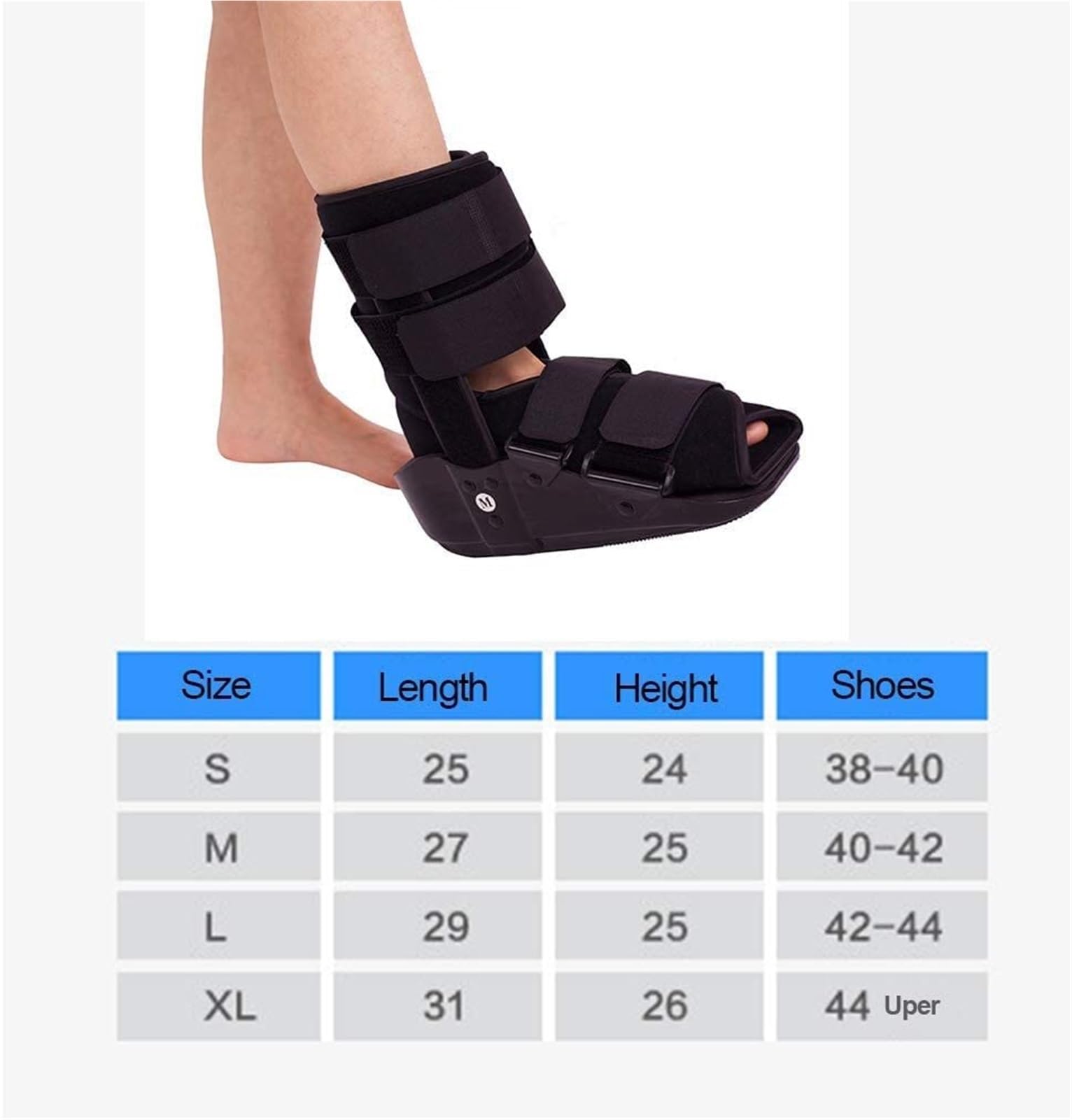 Bota médica Walker Boot for recuperación de fracturas, protección y curación después de lesiones en el pie o el tobillo, fascitis plantar, férula nocturna dorsal(L)
