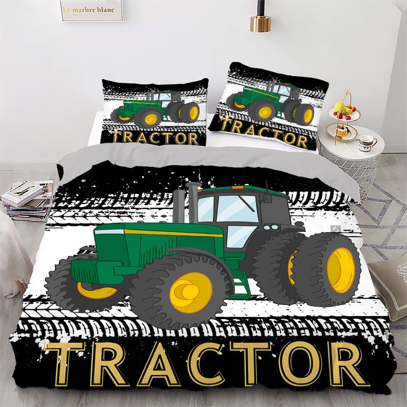 Parure de lit 140x200 tracteur impression 3D avec housse de couette microfibre