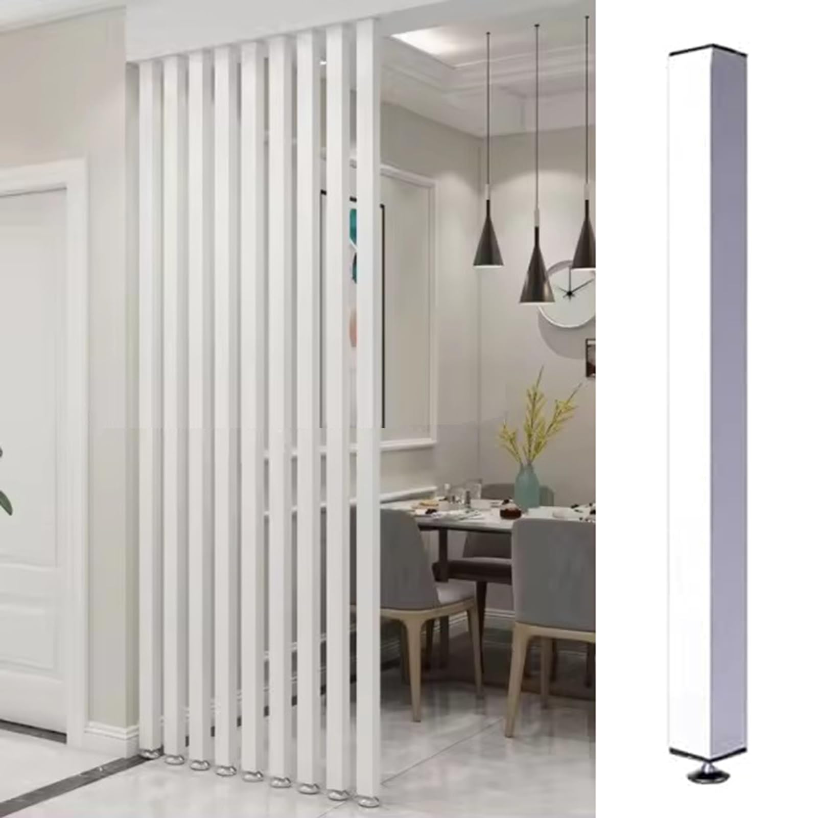 Divisorio per Ambienti Design Della Partizione Della Stanza Giapponese - 2/4/5/5/6/7/8/9/10 FT Alto, Dispisori Della Sala D'ufficio Doghe in Legno con Base di Altezza Regolabile, Non C'è Bisogno di Pe