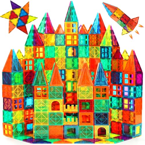 FNJO Magnetic Tiles, 110PCS Magnet Building Blocks STEM Toy for Kids | Magnet Building Set, Construction Learning Play