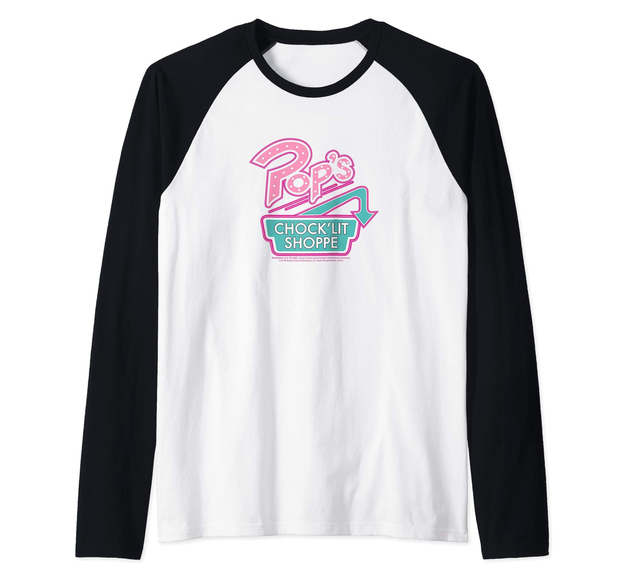 Riverdale Pop's Chock'lit Shoppe Raglan Baseball Tee, Black