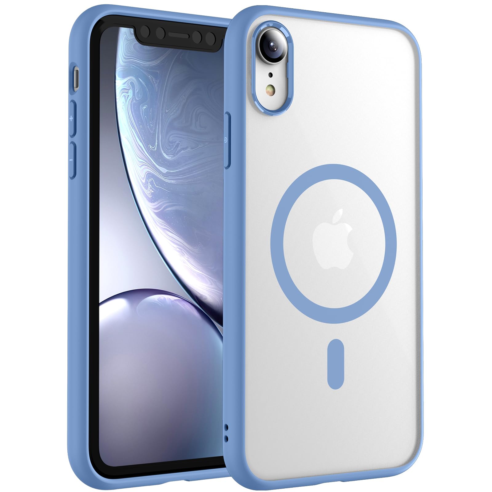 TOCOL Cover Magnetica per iPhone XR 6,1 Pollic, Compatibile con MagSafe, Custodia Antiurto Traslucida Opaca, Blu Chiaro
