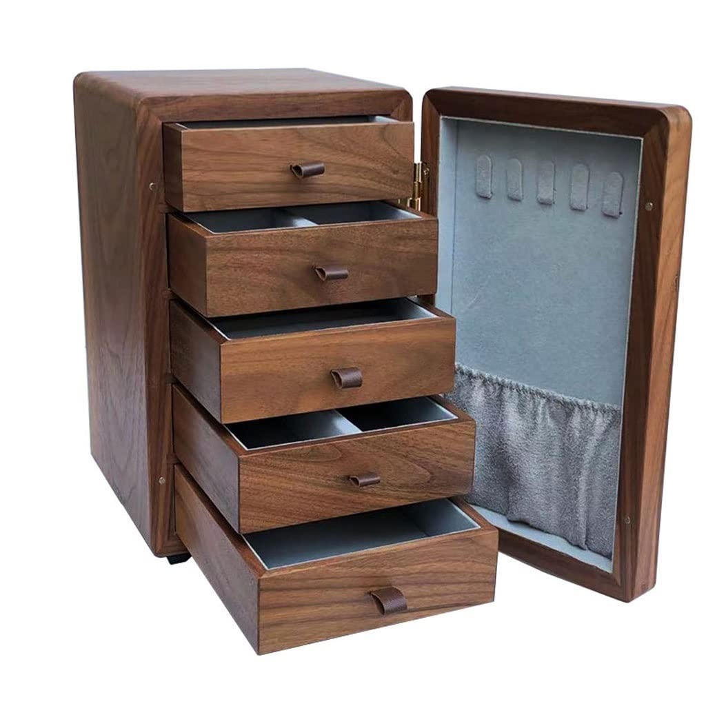 MRKU Joyero Joyero Caja de Almacenamiento Multicapa Anillo Pendiente Collar Pulsera Reloj Caja de Almacenamiento de Joyas pequeña Caja de joyería de Madera
