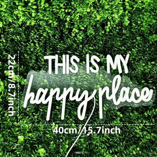 Image of This is My Happy Place Neon Sign Warm LED Neon Light for Aesthetic Room Decor Parties, Offices, Game Rooms, Weddings and Birthday Gifts, Party Wall Decor