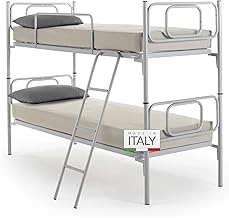 NUVOLA Sirio - Letto a Castello per Bambini e Adulti con Scaletta e Sponda Laterale di Protezione, Include Rete a Doghe Singola 80x190 - Scomponibile in 2 Letti Singoli, Altezza 146 cm, Made in Italy