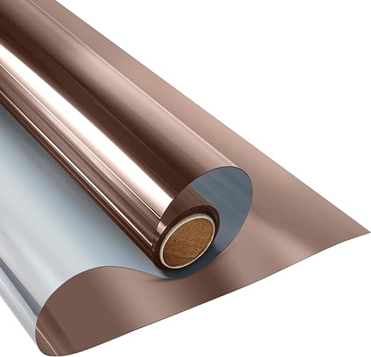 KESPEN Window Film One Way Reflective Daytime Privacy Heat Blocking Anti UV Mirror Window Tint for Home and Office, Brown-Silver, 35.4 Inch X 6.5 Feet