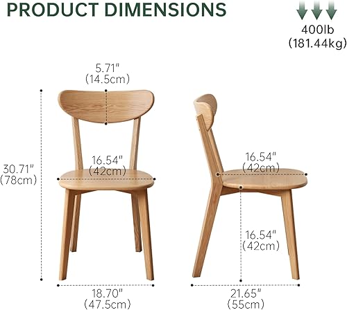Miniatura 2 de Sillas de comedor de roble, sillas de cocina, 100% madera maciza moderna silla de cena con respaldo curvo, silla de comedor para cocina, sala de