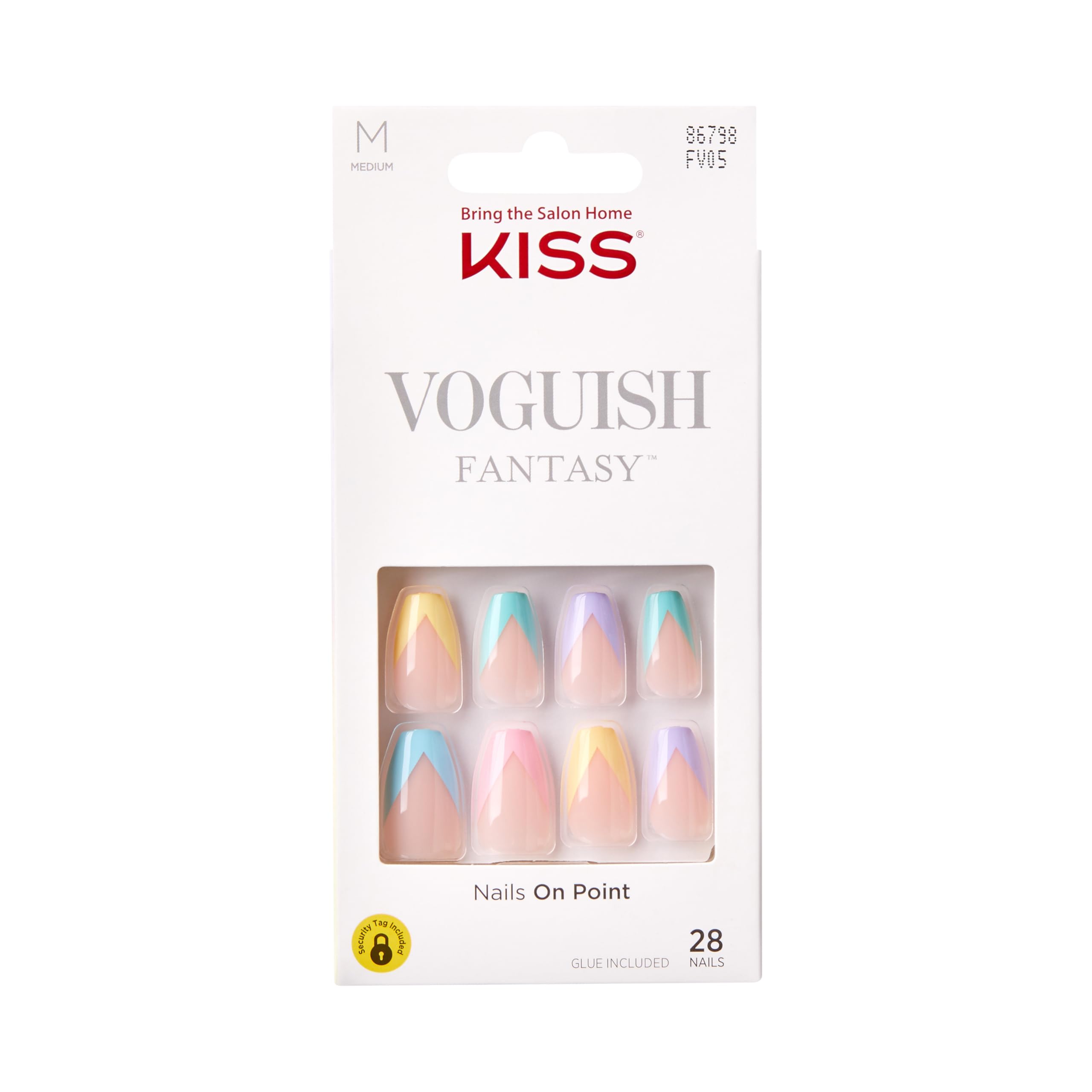 KISS VOGUISH FANTASY 28pc Set MEDIUM Glue-On Nails DISCO BALL MULTI COLORED