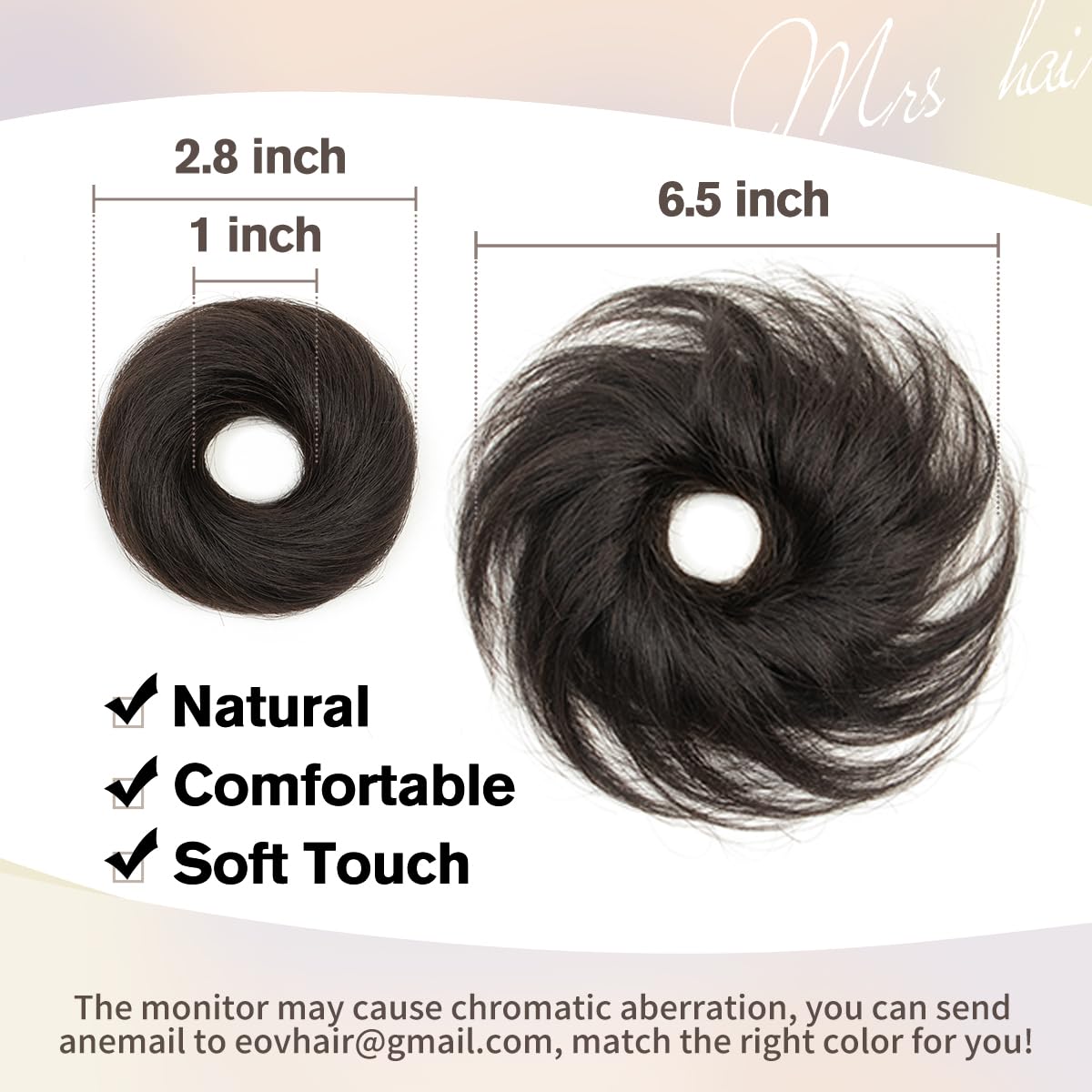 Natural Black Messy Bun Hair Piece, 100% Real Human Hair Extensions, Soft Fluffy Elastic Scrunchie, 30s Easy Updo for Women & Kids, Ideal for Daily Wear, Ballet, Dance & Office Use