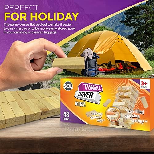 48PCS Mini Tumbling Tower | Wooden Stacking Blocks | Fun Entertainment for Kids and Adults | Travel Size Tumble Tower | Classic Indoor and Outdoor Games for Family