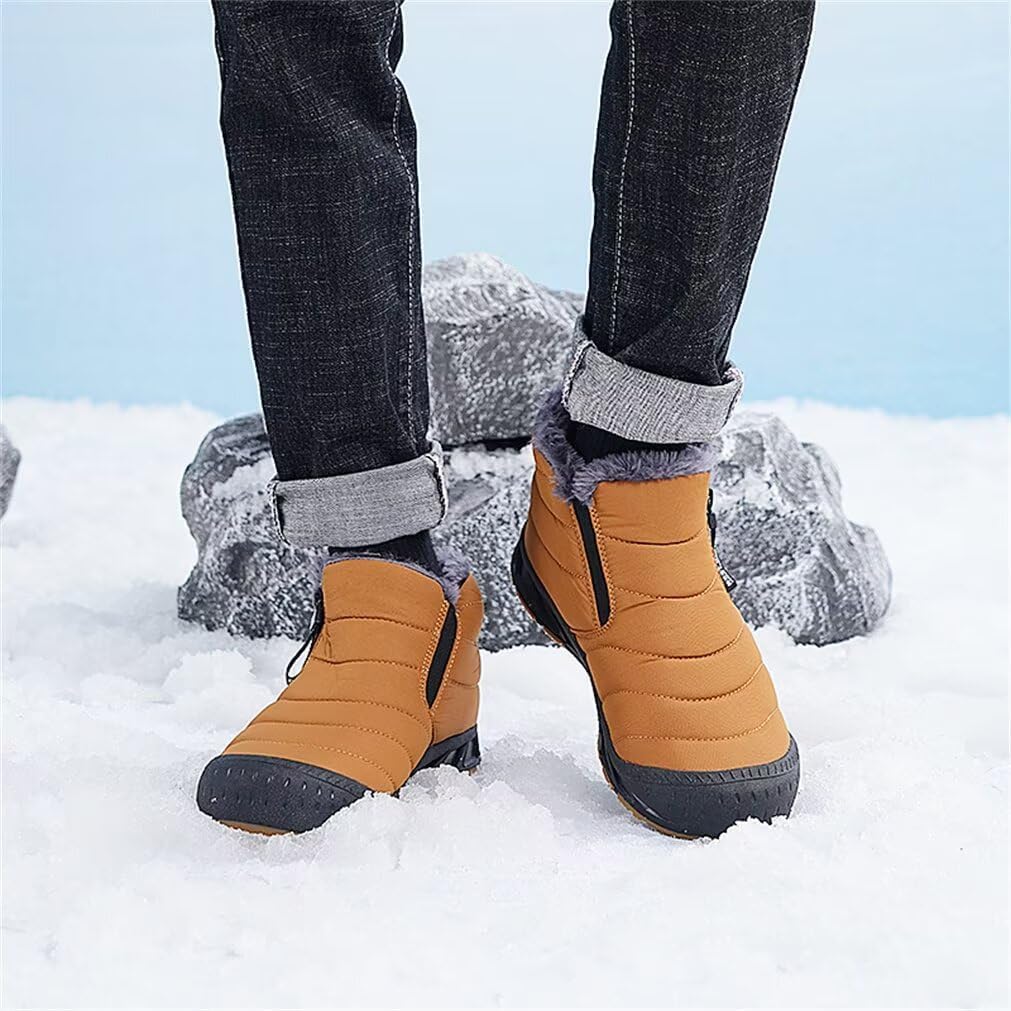 Jakcuz Women Winter Snow Boots Zip Up Fur Lined Warm Ankle Boot Outdoor Anti-slip Waterproof Comfortable Short Boot - Image 2