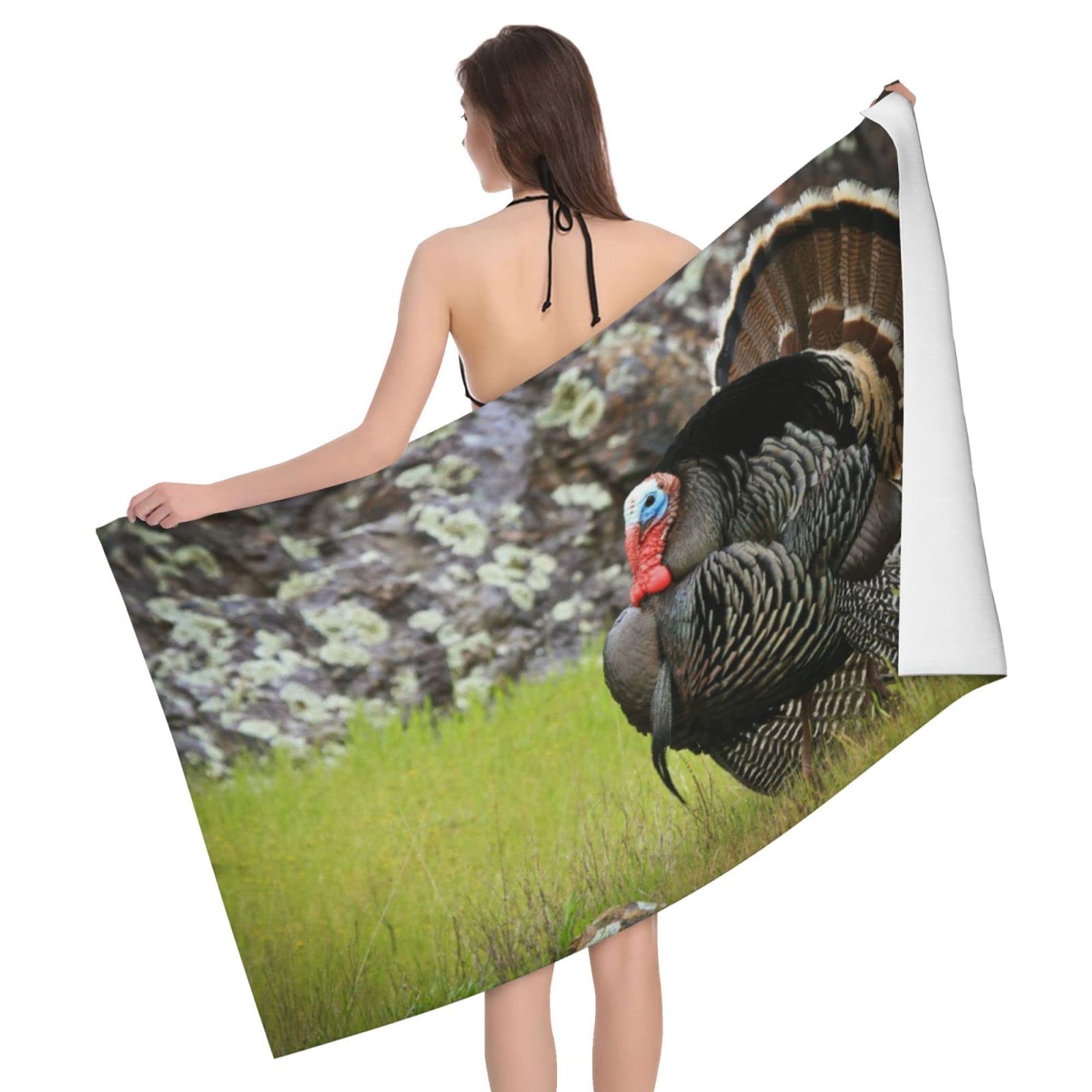 Lawenp As Pic Wild Turkey Ultra Soft Bath Towel Lightweight Beach Towels Pool Towels Travel Camping Bath Towels For Bathroom,Pool,Spa And Gym 52X32