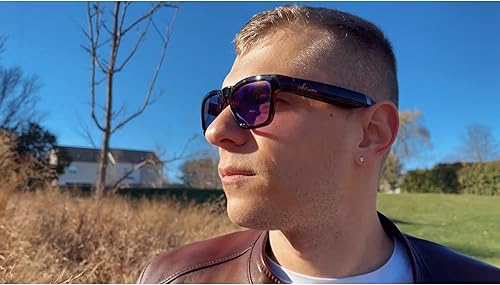 Miniatura 41 de OhO - Lentes inteligentes, lentes de sol polarizados con altavoz Bluetooth, protección UV atlética/exterior y control de voz, unisex (lente gris)