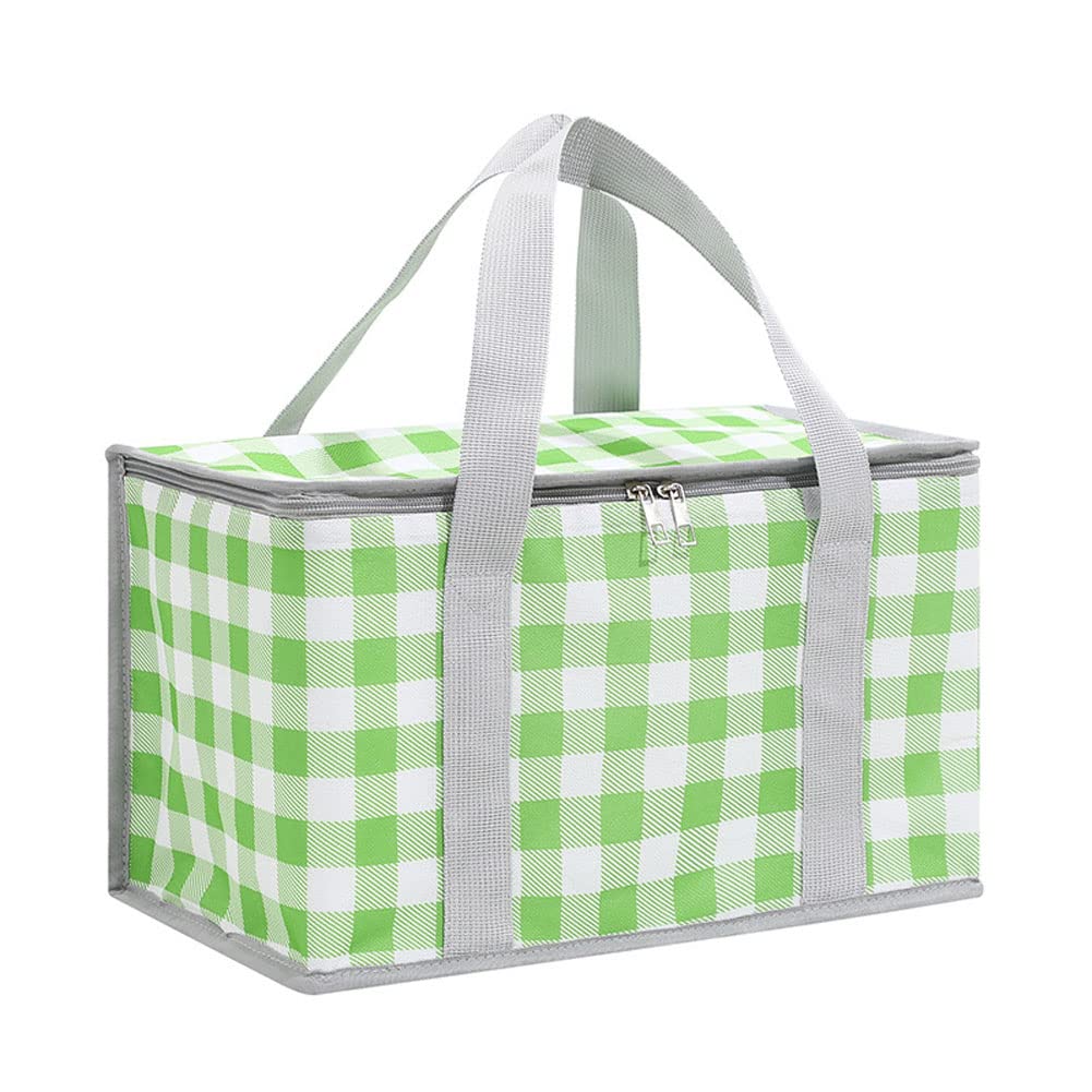 Cool Bag 14L Cooler Bag Thermal Food Delivery Bag Insulated Picnic Lunch Bag Foldable Cool Box for Camping BBQ Shopping (Green)