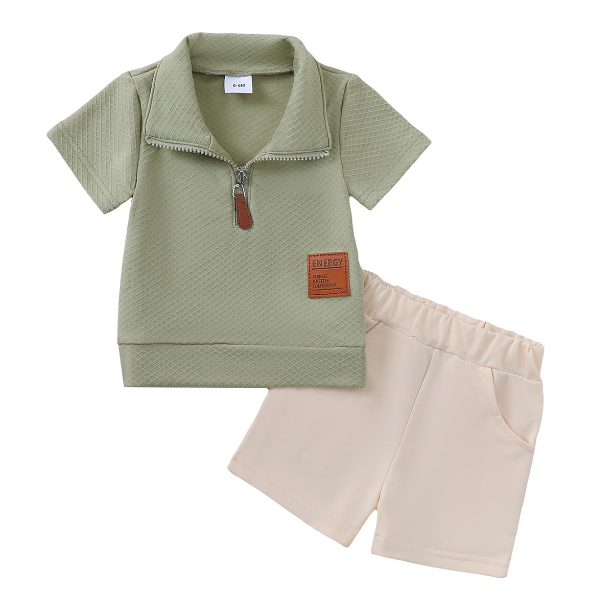 Conjunto Ropa para Niños Pequeños Manga Corta con Cuello Vuelto Camiseta Polo Lisa/Estampada y Pantalones Cortos 2 Piezas Chándal Traje para Verano — view 12