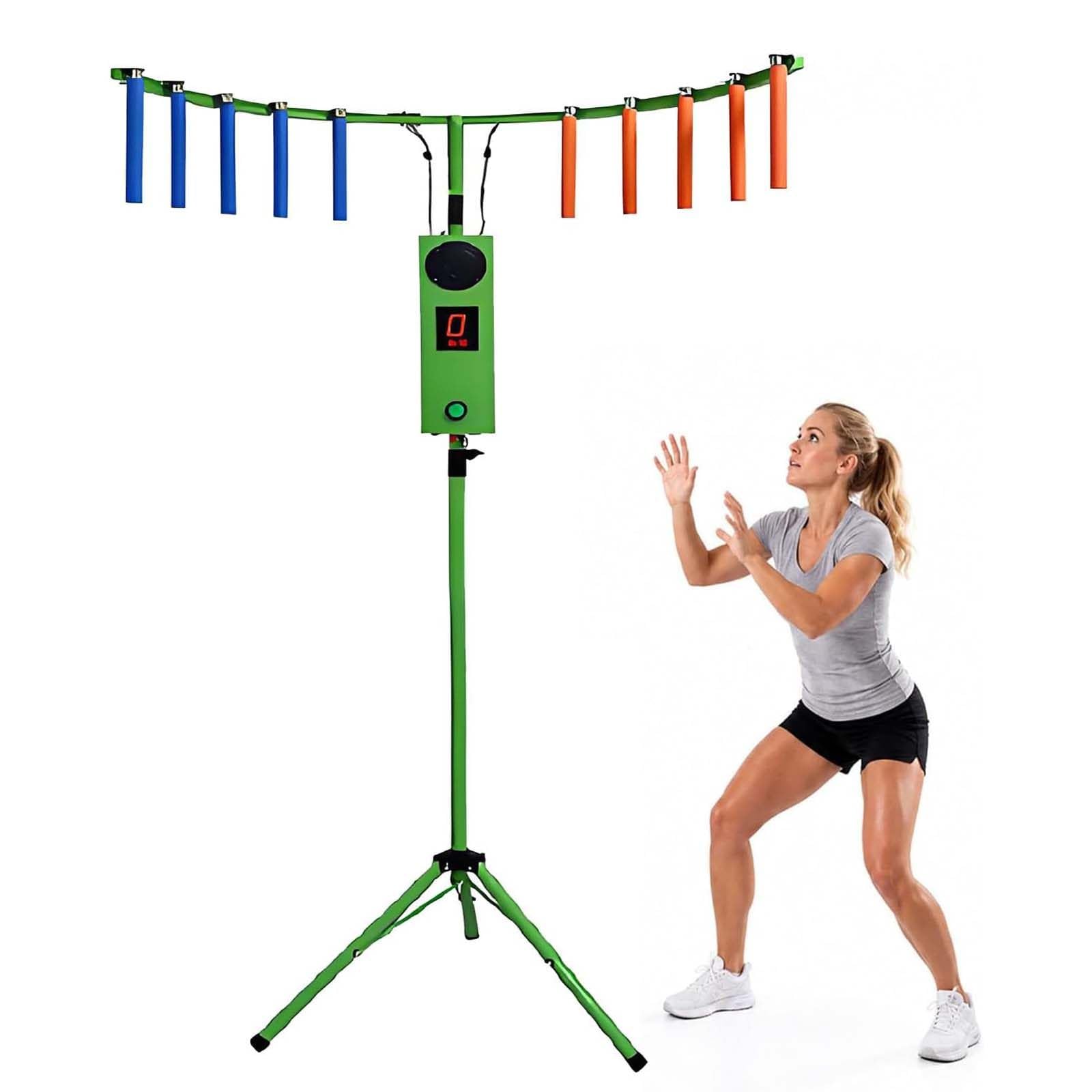 DPLWJPP Portable Hand-Eye Coordination Activity Catching Sticks Game Reaction Speed Training Arcade Game Adjustable Speed Reflex Challenge 10 Sticks Green