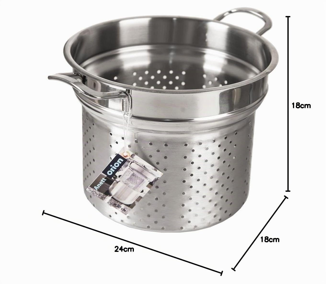 ANETT - Inserto per pasta, 8 l, in acciaio inox, 24 cm, senza coperchio, capacità di 8 kg e peso 769 g