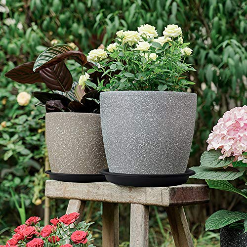 Qcyoho 12 Pack Plastic Flower Plant Pot Saucer Heavy Duty Sturdy Drip Trays For Indoor Outdoor Garden (6''/8.5''/10'', Black), #TOP5