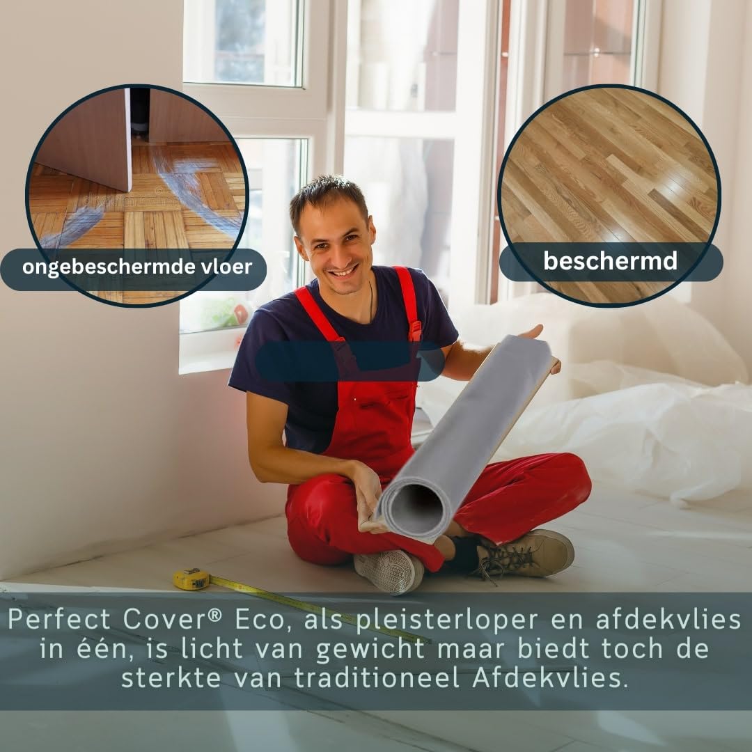 Perfect Cover® Eco Samoprzylepny tynk – włóknina malarska – powłoka z powłoką antypoślizgową – ochrona schodów – ochrona podłogi podczas prac DIY, na plac budowy i renowacji (0,65 x 25 m)