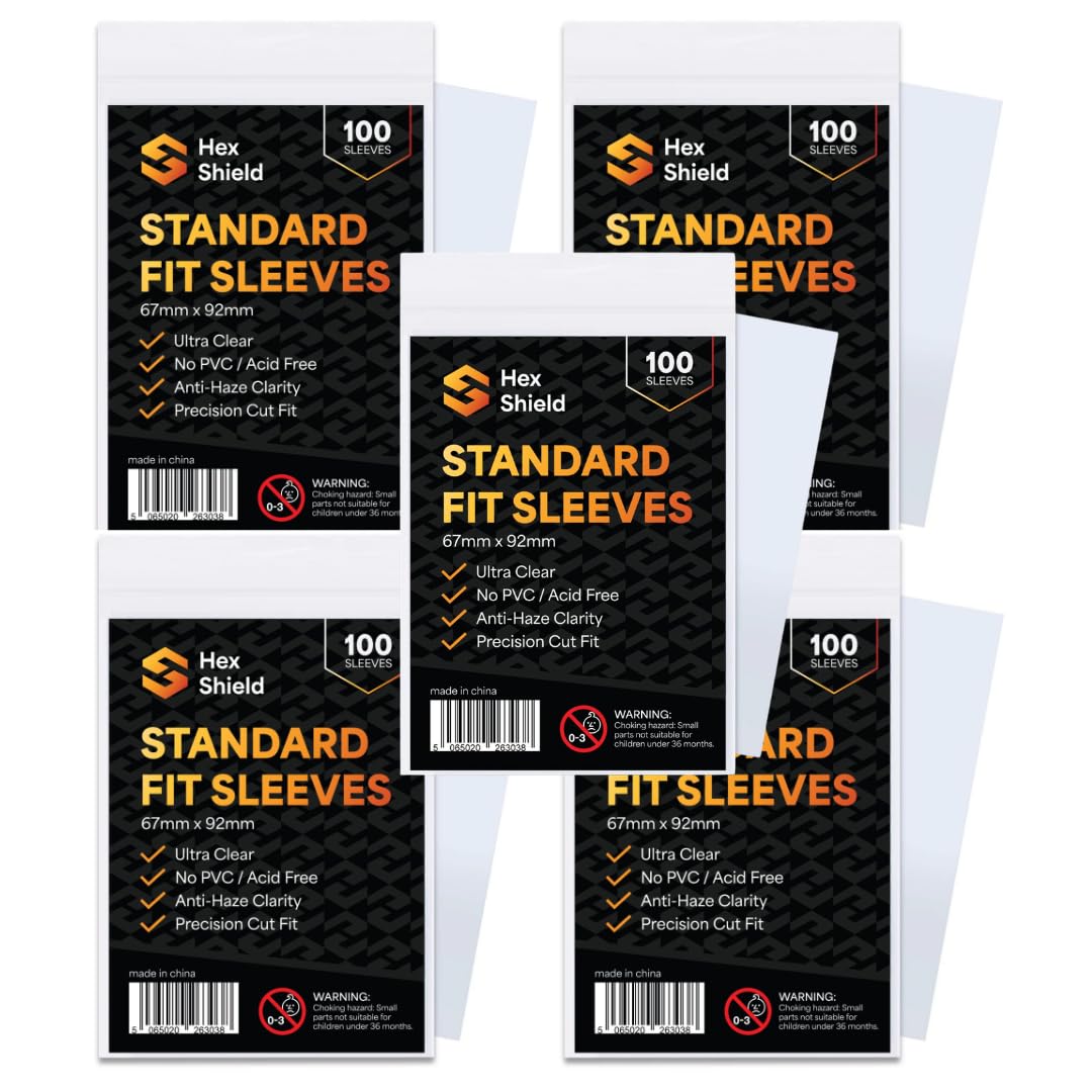 Hex Shield 500pk Clear Card Sleeves – Ultra Clear Penny Sleeves for Football Cards – No PVC & Acid Free Trading Card Sleeves – 67mm x 92mm Card Protector Sleeves