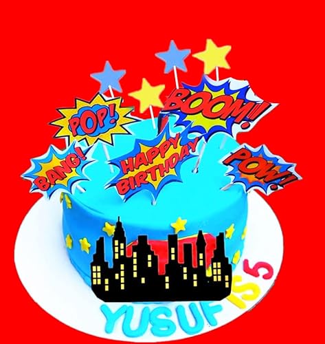 Gallarato GALLARATO-98881 Superhero Birthday Cake Topper Happy Birthday Cake Decorations thumb #4