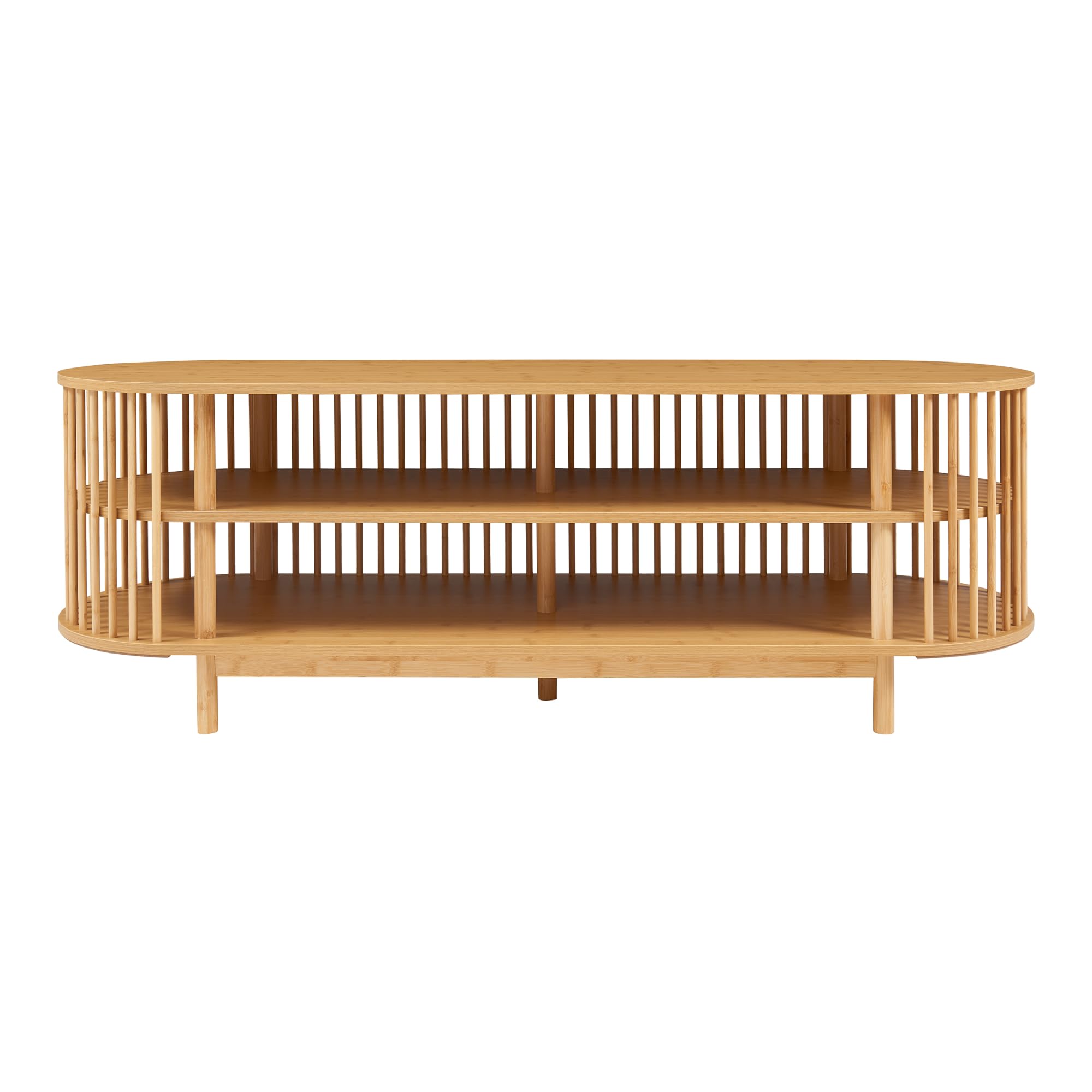 [en.casa] Stolik pod telewizor Jarvenpaa 150x48x50 cm z bambusa w kolorze naturalnym, szafka telewizyjna, stojak na TV, meble do salonu