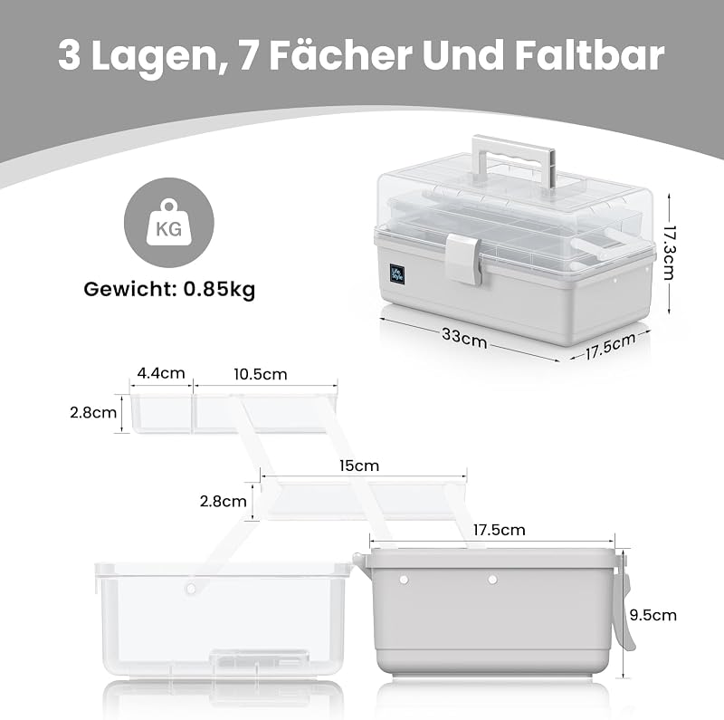 ARJudy 33cm 3 szintes összecsukható tárolódoboz szürke szortírozó szekrény
