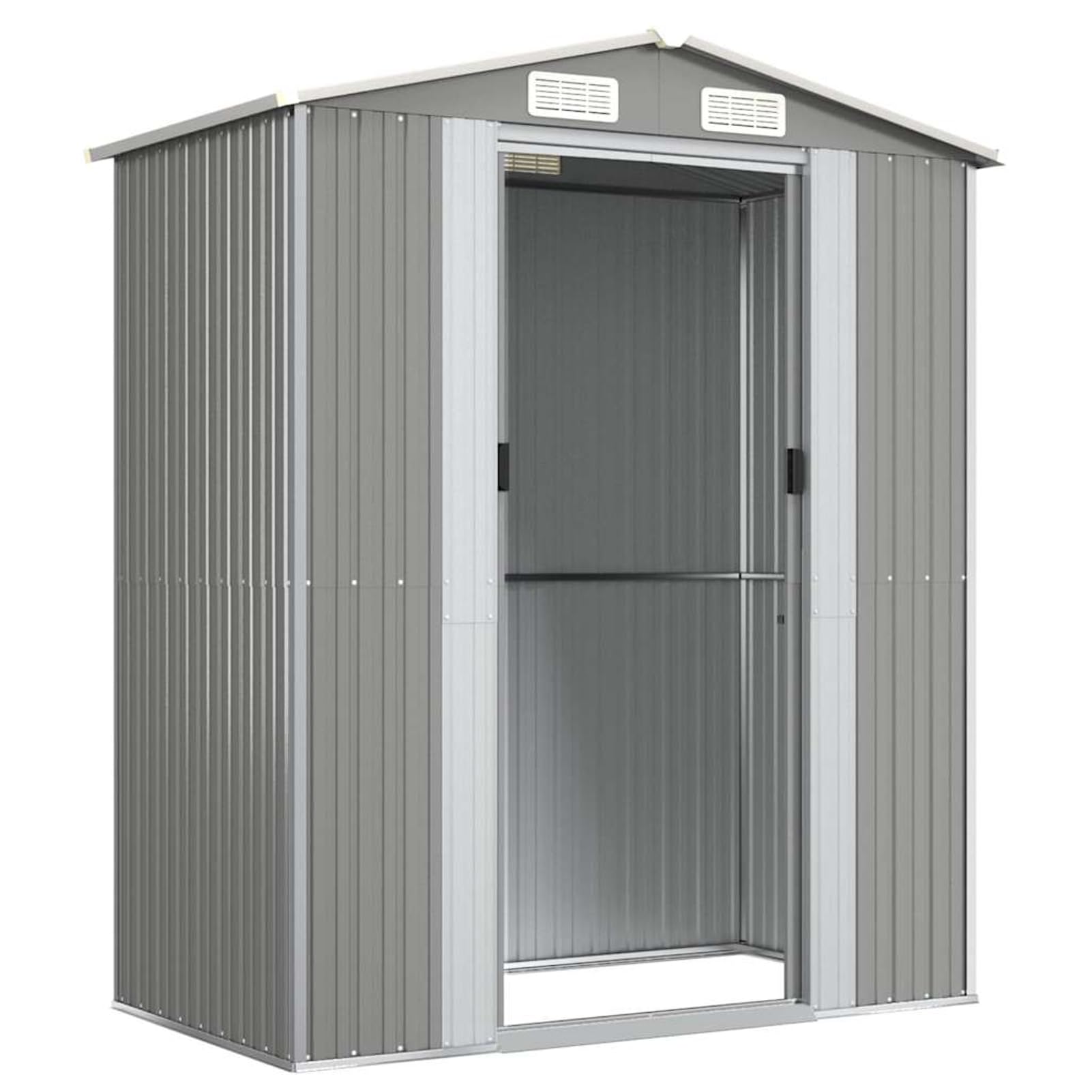 Gecheer Capanno da Giardino, Casetta in Metallo Grigio Chiaro 192x108x223 cm, Acciaio Zincato, per Attrezzi da Giardino, Accessori Piscina, Giocattoli Esterni