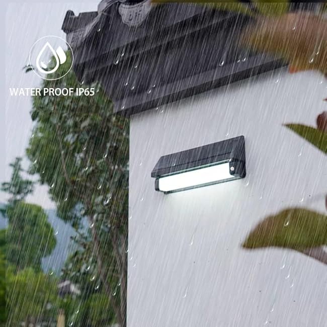 Aluminum 1000lumens 3Modes Adjustable Warm White and Cold White Solar Wall Light Outdoor Solar Sconce Motion Sensor Waterproof Exterior House Number Light for Fence, Patio, Porch, Yard