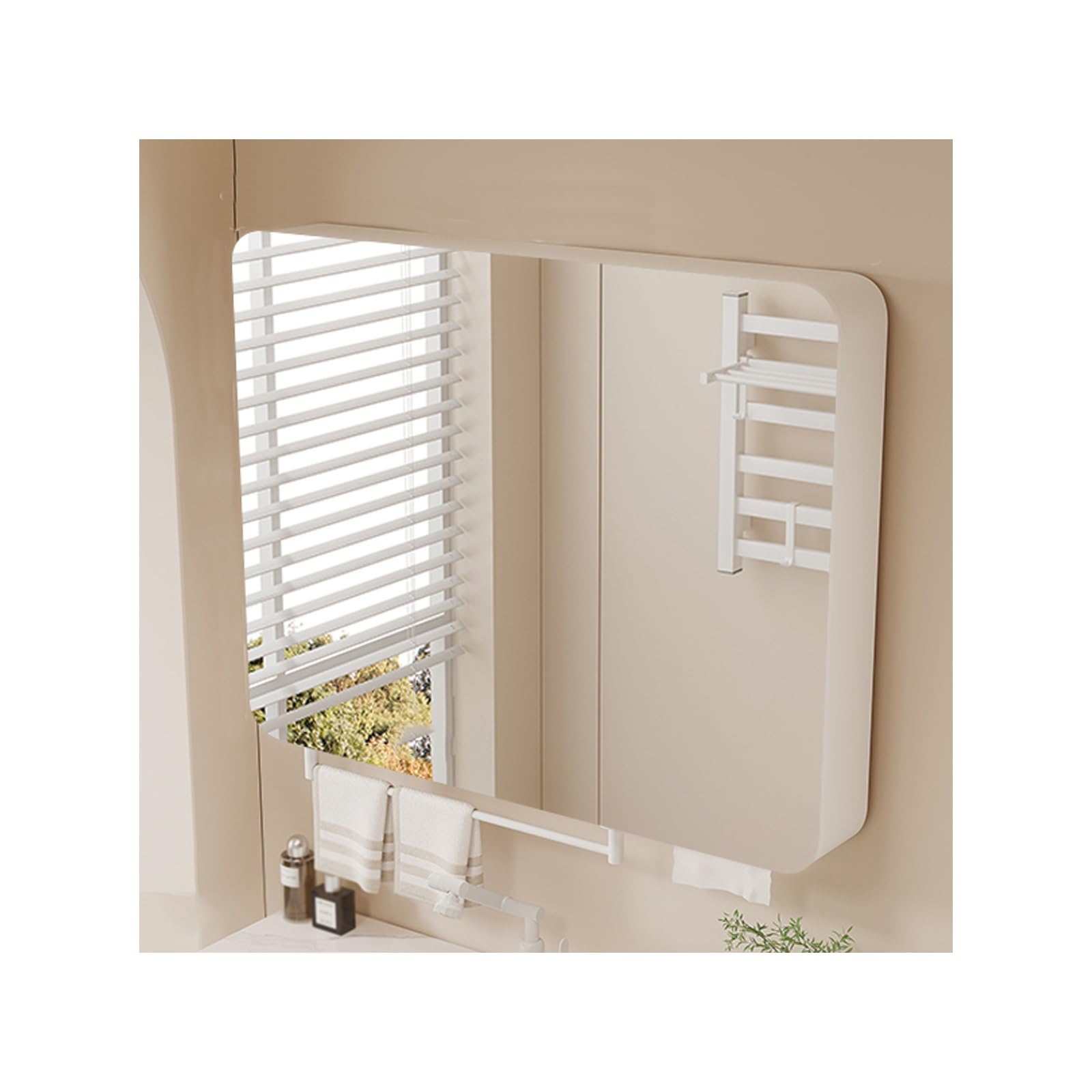 BKSXSOP Wall-Mounted Mirror Cabinet with Light, 70cm Waterproof Bathroom Storage, Multi-Layer nizer for Toiletries & Medications, Stylish White Design