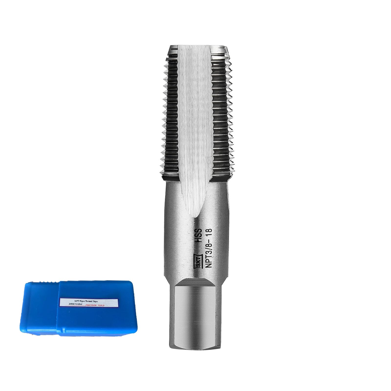 NPT Pipe Tap 3/8"-18, high Speed Steel (HSS) 3/8 Taper Pipe Thread Taps (Pack of 10) DRINYOUNG