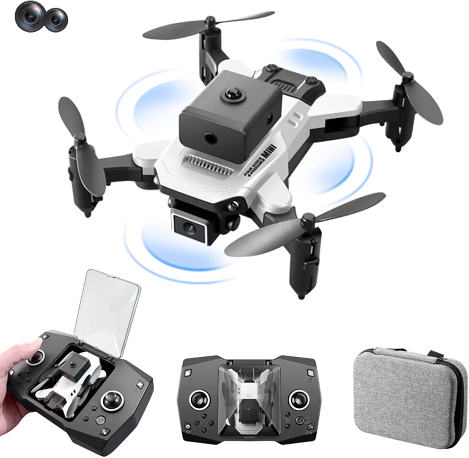 Bzdzmqm Mini dron para niños y adultos dron con cámara HD dual de 1080p ...
