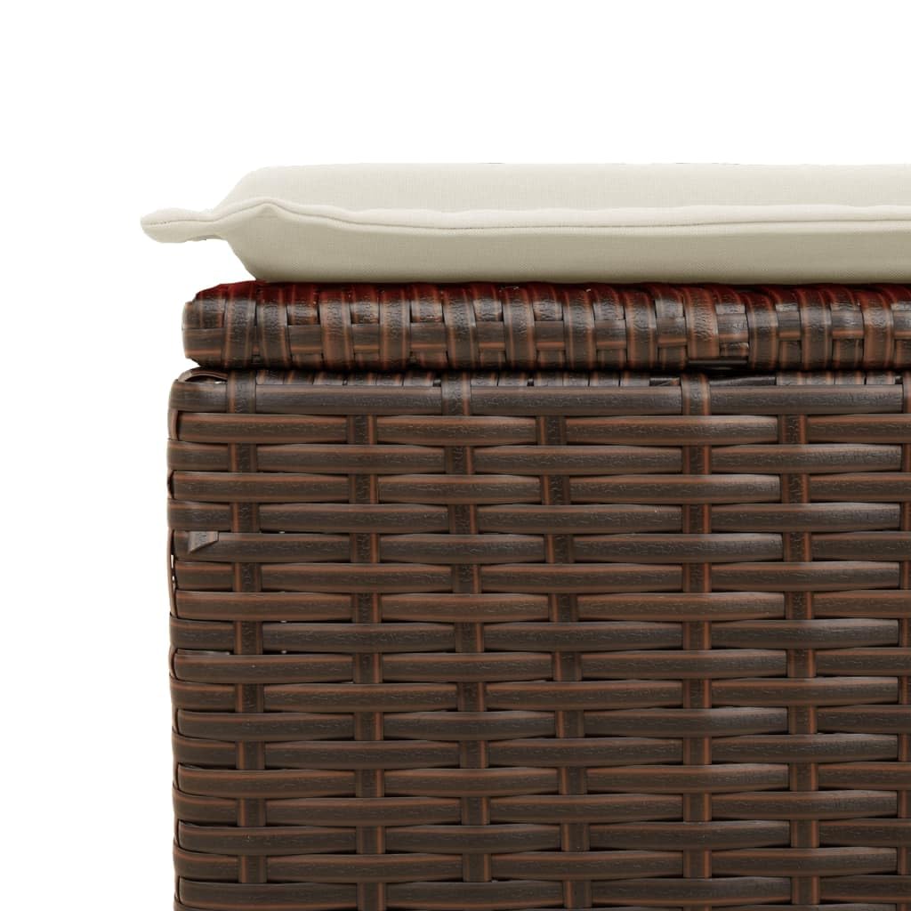 Genérico Taburete de jardín con cojín ratán sintético marrón 55x55x37 cm,Mobiliario,Muebles de jardín,Otomanas de Exterior,Marrón,7 kg,366206