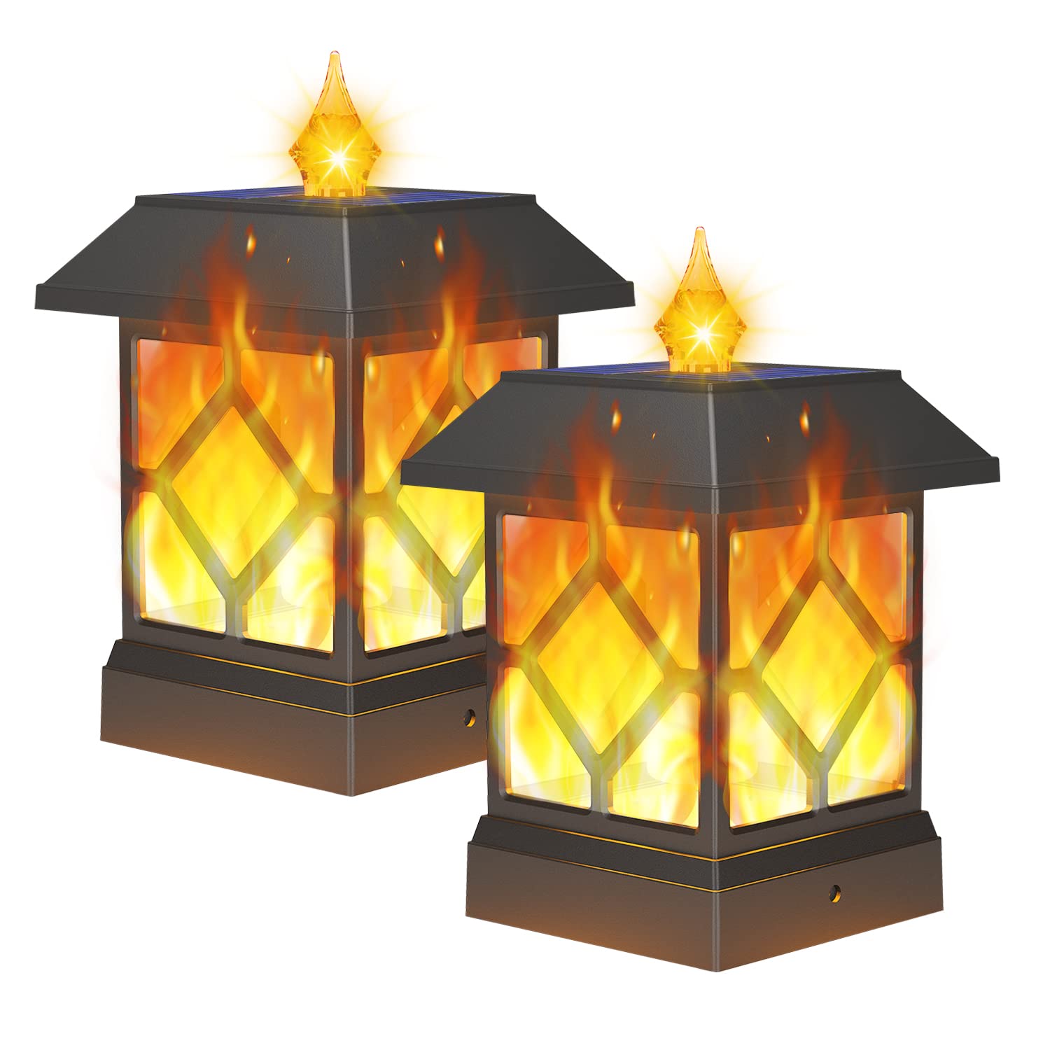 Buy Solar Post Lights Outdoor, 2 Pack Solar Post Cap Lights with Double