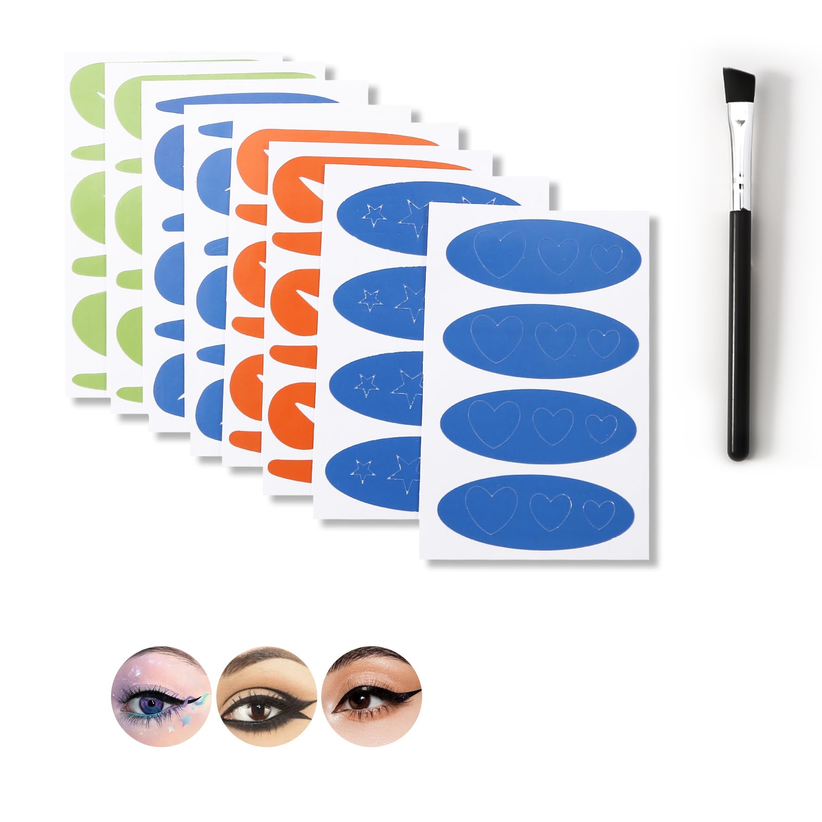 8 Sheets Eyeliner Stencil Stickers, Star Eye Winged and Smokey Eyeshadow Applicators Shaper Tool, Makeup Stencils Stickers for All Eye Shapes #02