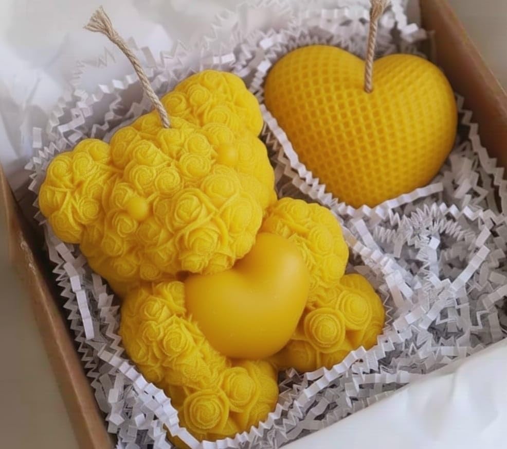 Ink & Wonder | Rose Teddy with Heart Set | Candles: Scented Serenity