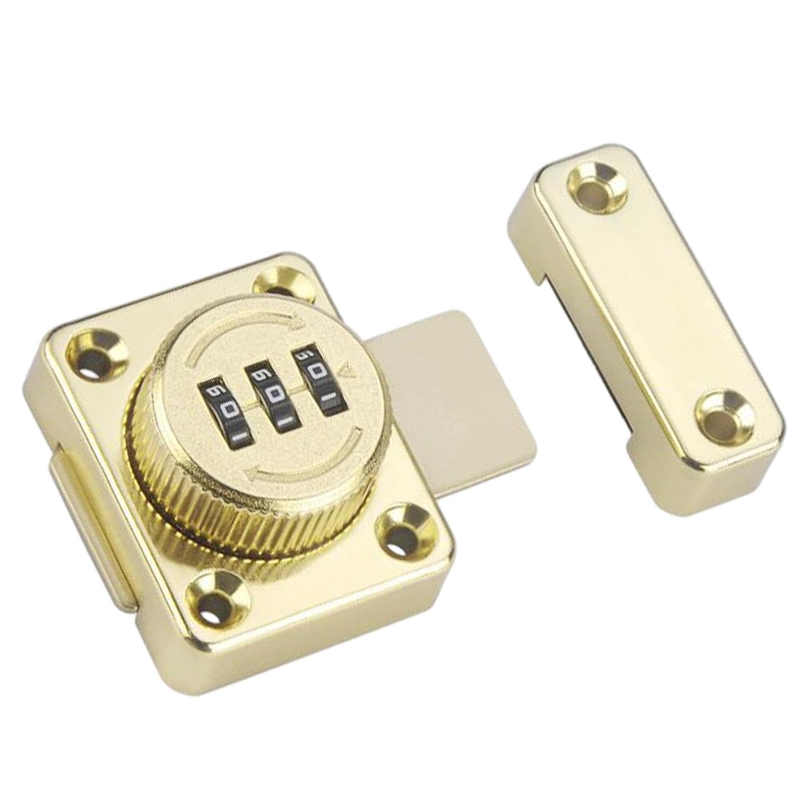 Pixzcsa Gold 3 Digit Combination Locking File Cabinet Lock Smooth Dialing For Security Access File Cabinet Door Locks With Combination Keyless Lightweight, 5.2X4.2cm