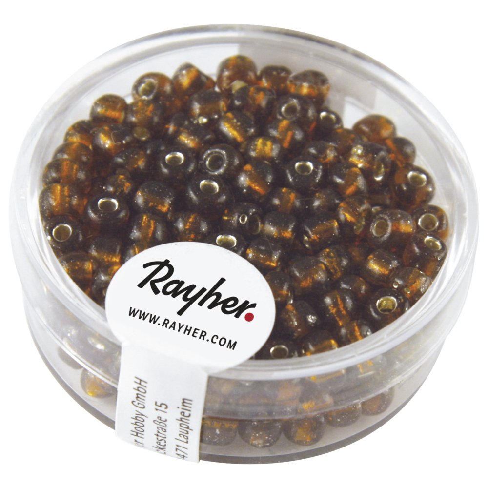 Rayher 1430005 Seed Beads 4 mm Diameter with Silver Insert Dark Brown