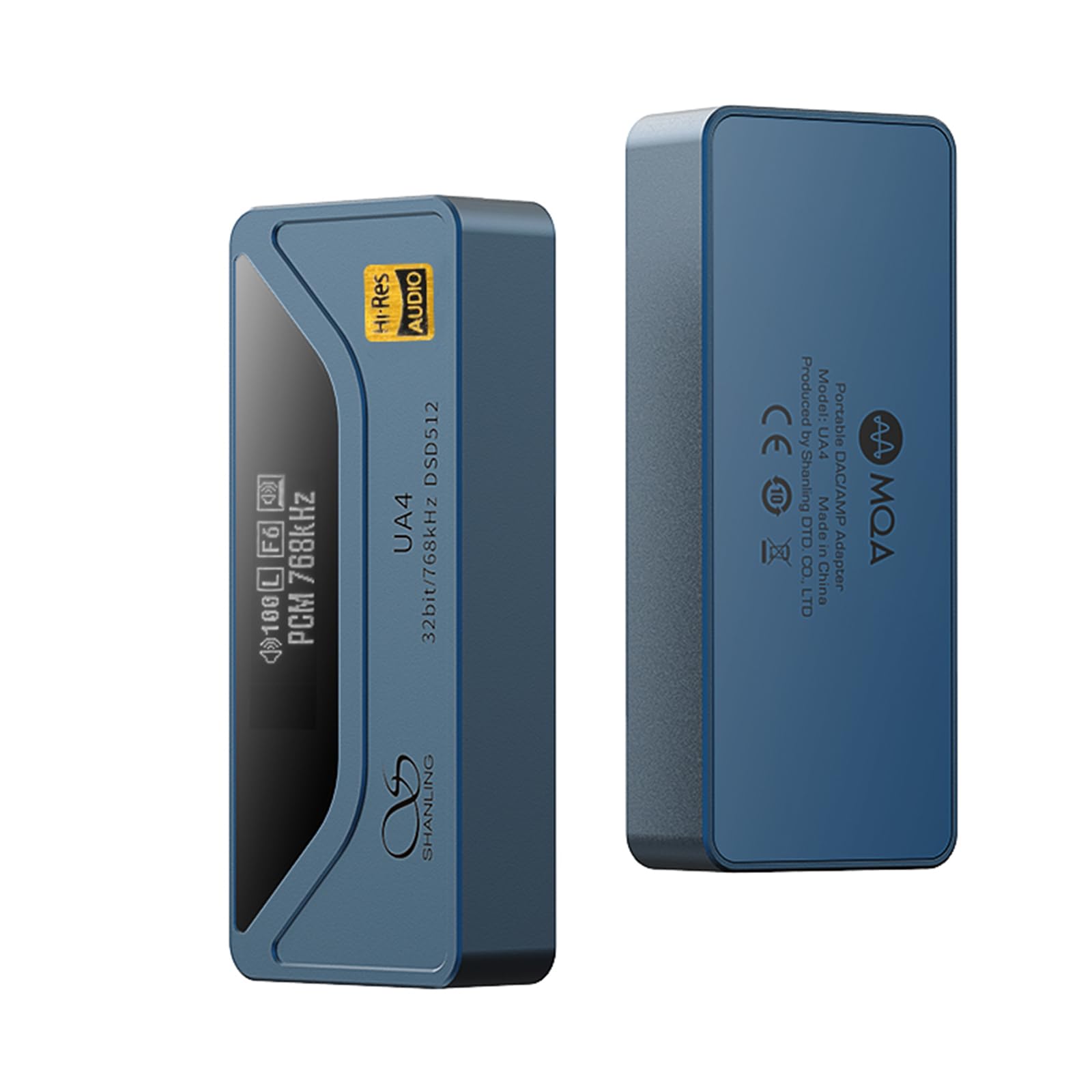 SHANLING Amplificador de auriculares UA4, amplificador DAC USB portátil, compatible con MQA 16X, 768 kHz DSD512, alta potencia de conducción para Android/iOS/Mac/Windows, control de volumen dongle,