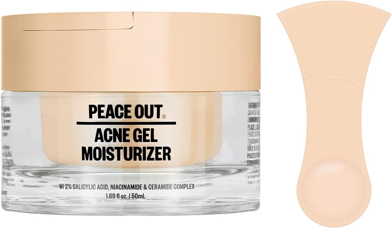 PEACE OUTSkincare Acne Gel Moisturizer, Daily Facial Moisturizer with Salicylic Acid & Niacinamide, Boost Hydration and Help Prevent Acne & Blackheads, Acne Face Lotion for Men & Women, 1.69 fl oz