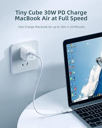 Miniatura 3 de Cargador USB C iFory 30W GaN Fast Mini cargador portátil pequeño adaptador de corriente de seguridad avanzada compatible con MacBook AiriPhone 13