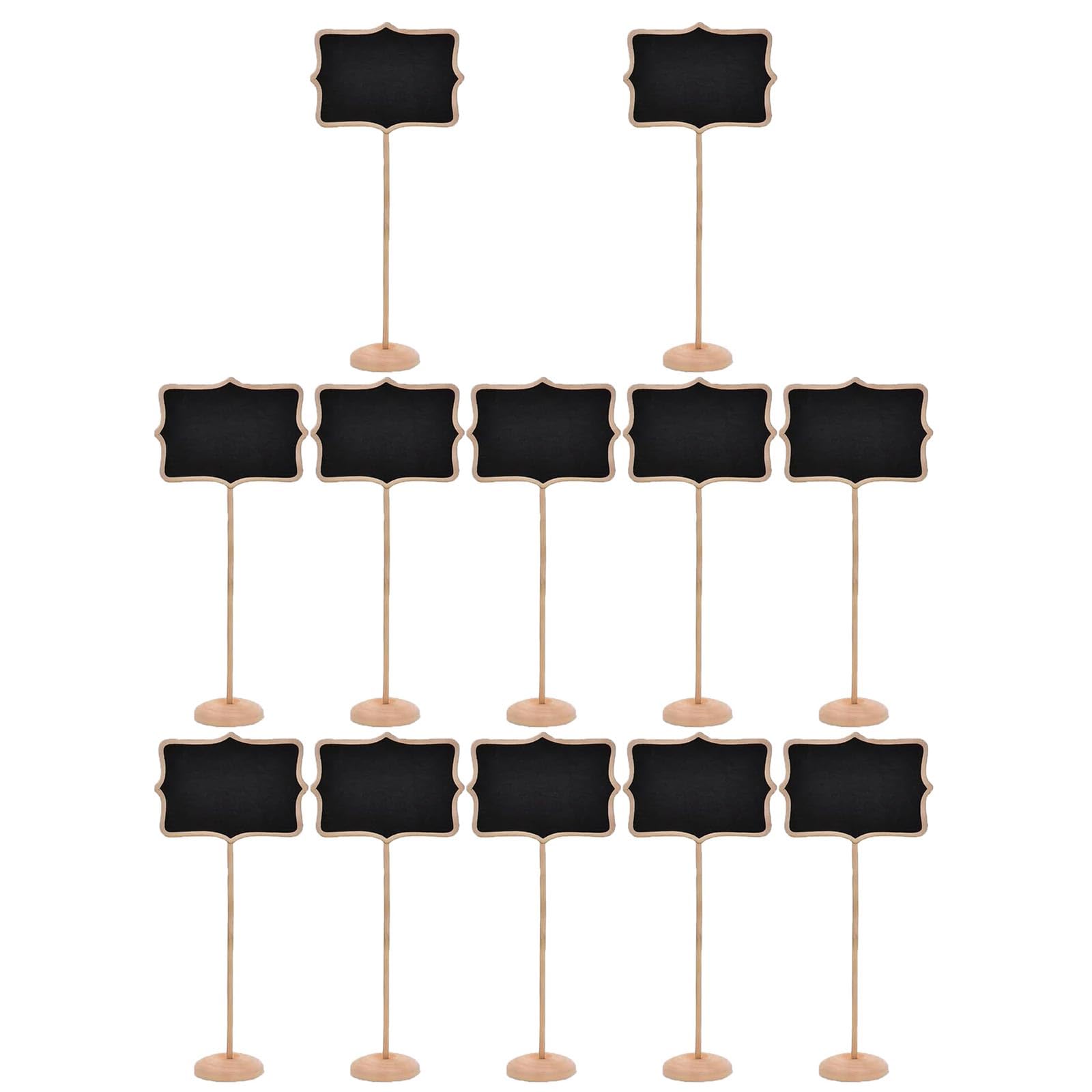 Food Labels for Buffet, 12 Pcs Mini Chalkboard Signs, with Wooden Base Message Tabletop Board, Store with for School Wedding Birthday Bar and Party Event Decoration