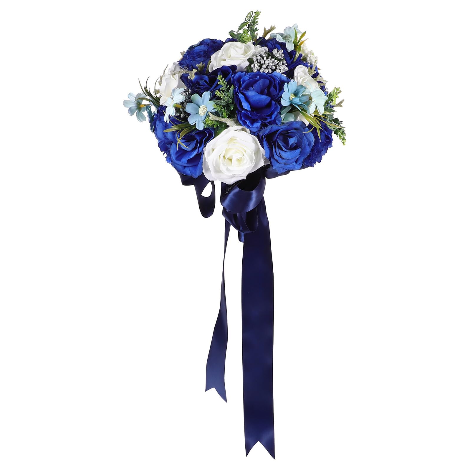 Sosoport Künstlicher Seidenblumen Blau Brautstrauß aus Hochzeitsfeier | Lebensechte Optik, Romantischer Stil, Sichere Befestigung, Passend für Braut und Brautjungfern