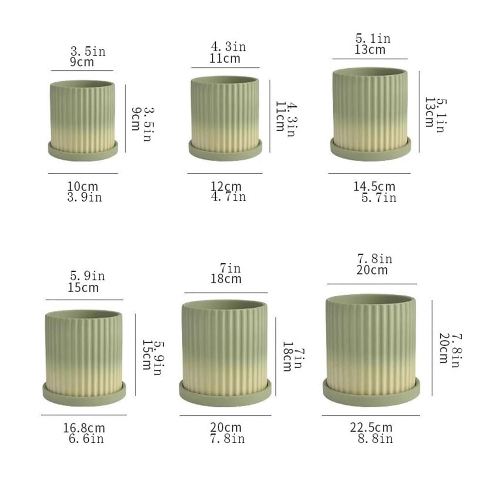 Doniczki na rośliny zielone gradientowe wazony ceramiczne cylindryczne kwiaty paski kwiaty dekoracje wiosenne (L)